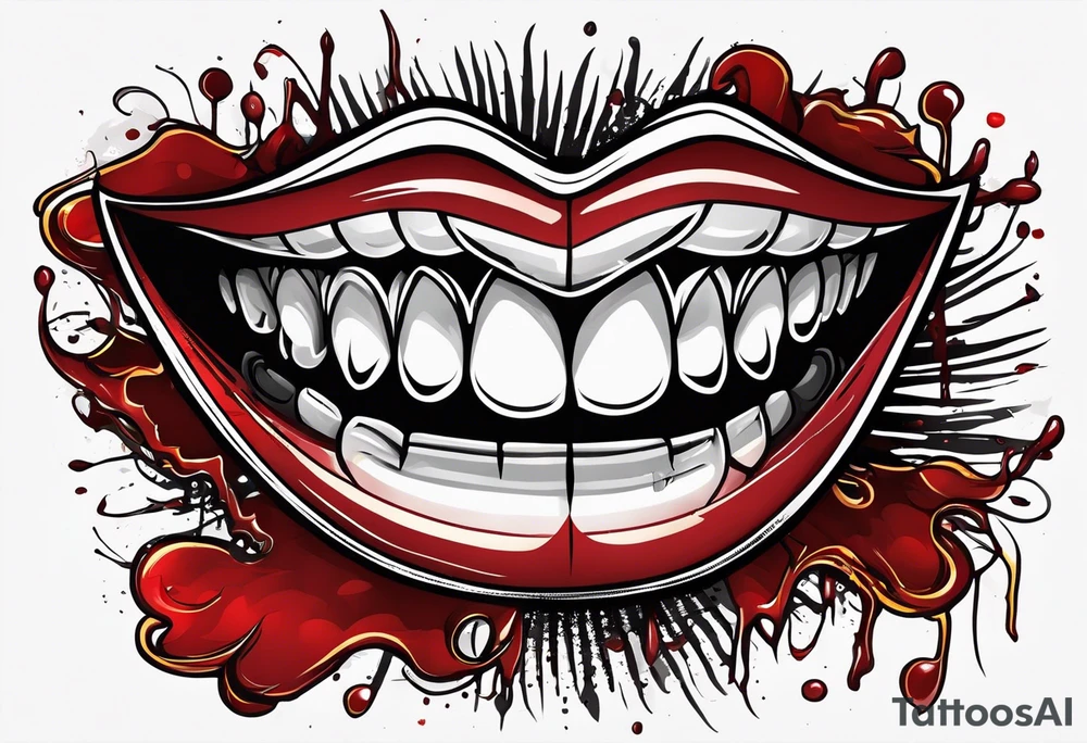 Smile face with blood on it with the words "its all a fucking joke" tattoo idea