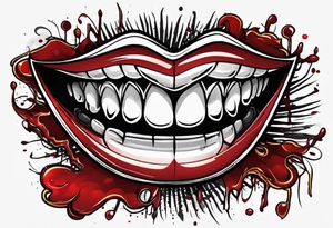 Smile face with blood on it with the words "its all a fucking joke" tattoo idea