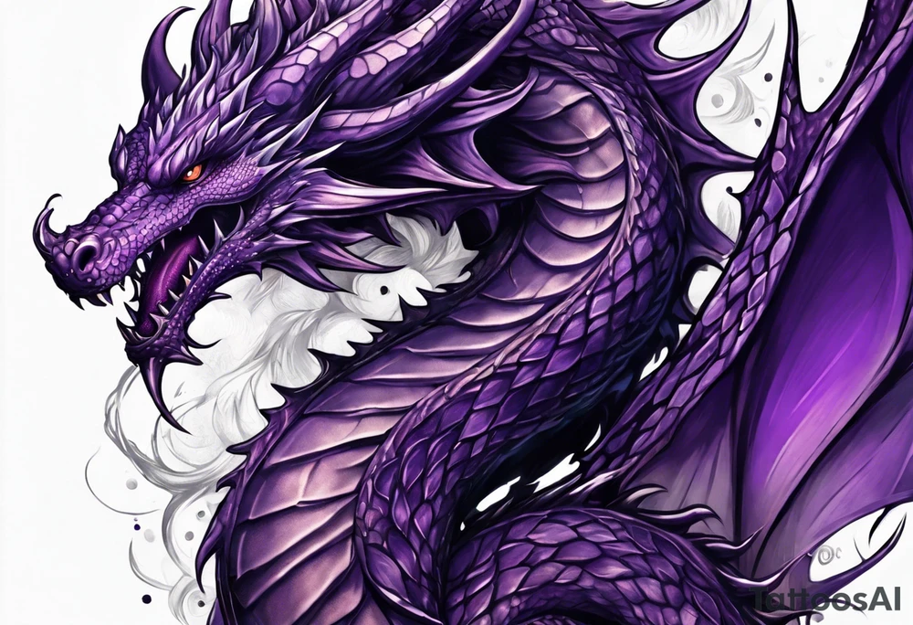 Purple eldritch dragon arm sleeve tattoo idea