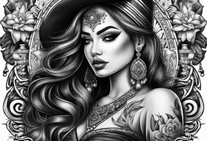 Chicano style sleeve about drugs family and women tattoo idea