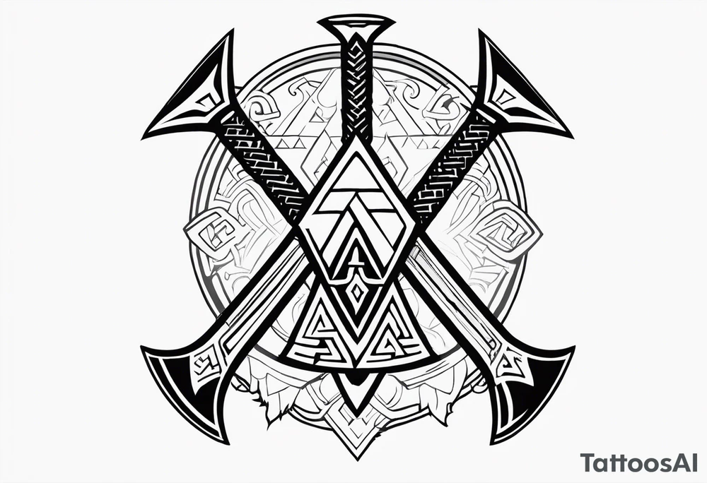 Valhalla shield sword valknut axe tattoo idea