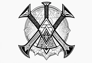 Valhalla shield sword valknut axe tattoo idea