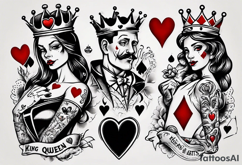 king and queen of hearts tattoo idea
