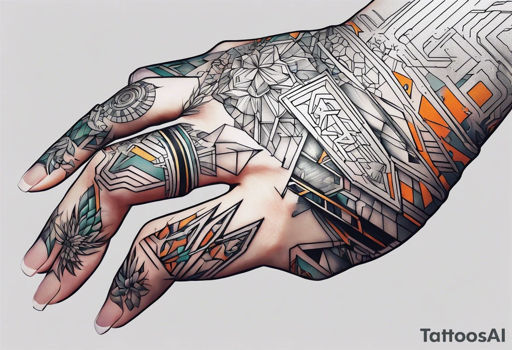 cyberpunk 2077, hand tattoo, geometric, subtle, tattoo idea
