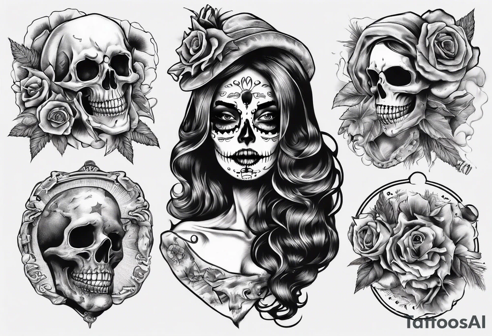 santa la muerta with money tattoo idea
