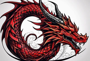 Spiraled Red dragon tattoo idea