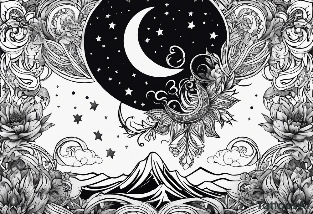 Ornemental moon tattoo idea