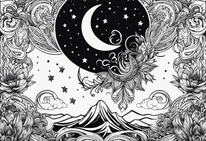 Ornemental moon tattoo idea