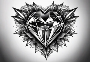 heart diamond black hexagon with spikes on top and black background tattoo idea