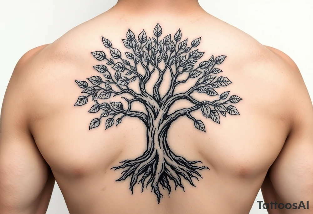 Tree of life some leaves with expansive roots 
Vintage looking Celtic feel tattoo idea