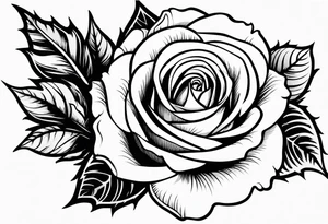 Rose flower with a holly flower stem tattoo idea