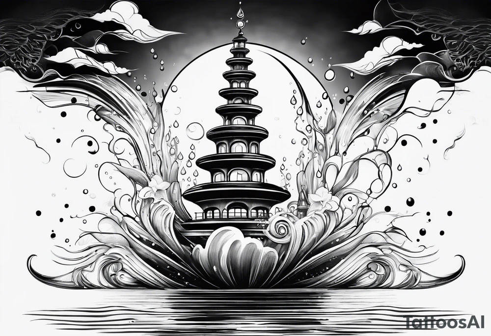 water drop falling into ocean tattoo idea