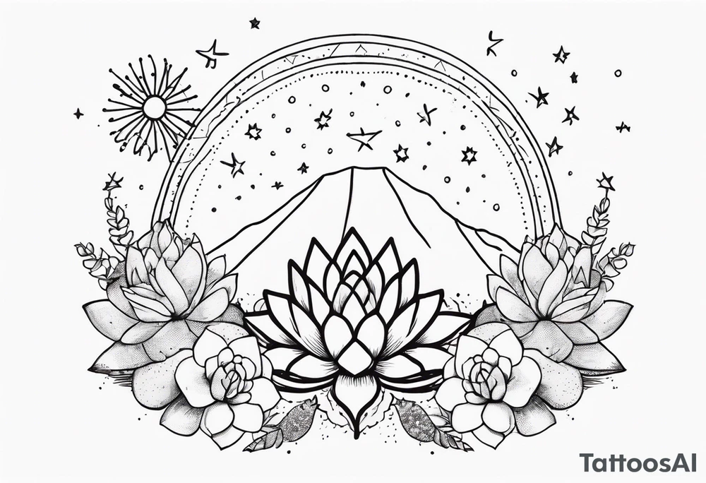 fine line with sun, stars, floral, dots, three succulents
. Sternum tattoo tattoo idea