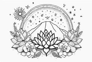 fine line with sun, stars, floral, dots, three succulents
. Sternum tattoo tattoo idea