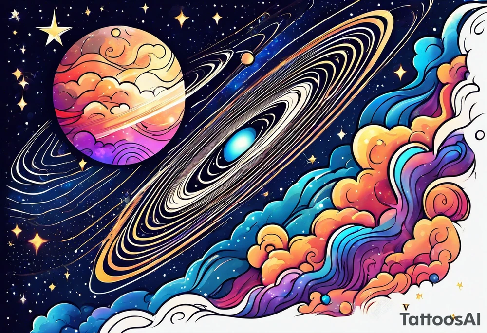 milky way galaxy with a cloudy pattern tattoo idea