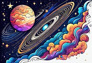 milky way galaxy with a cloudy pattern tattoo idea