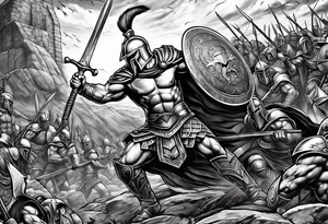 Spartan Warrior battle scene tattoo idea
