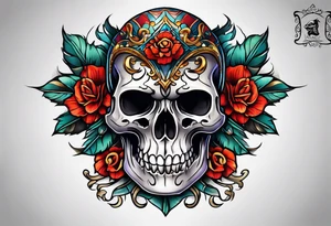 Neo traditional animal skull tattoo idea