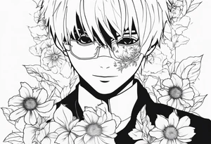Kaneki from Tokyo ghoul with his flowers surrounding him tattoo idea