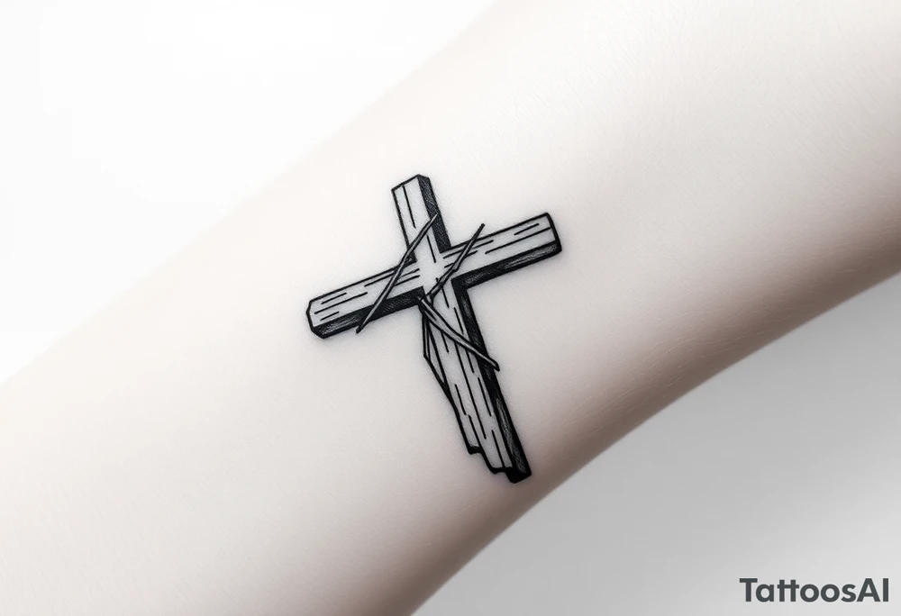 a wooden 12kv pole. Make the pole a cross that has a hidden resemblance to god. tattoo idea