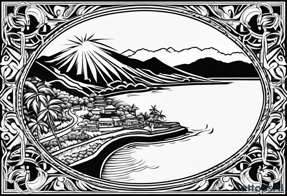 hawaiian style map of hawaii tattoo idea