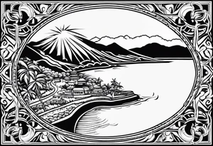 hawaiian style map of hawaii tattoo idea
