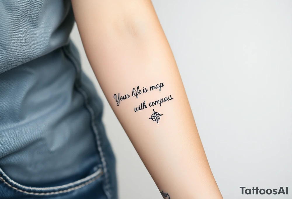 ‘Your life is a map with no compass’. With a small compass symbol tattoo idea