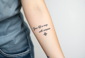 ‘Your life is a map with no compass’. With a small compass symbol tattoo idea