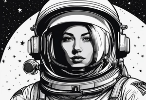 full astronaut, minimalist, simple tattoo idea