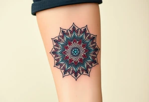 intricate mandala with sacred geometry and cosmic elements tattoo idea