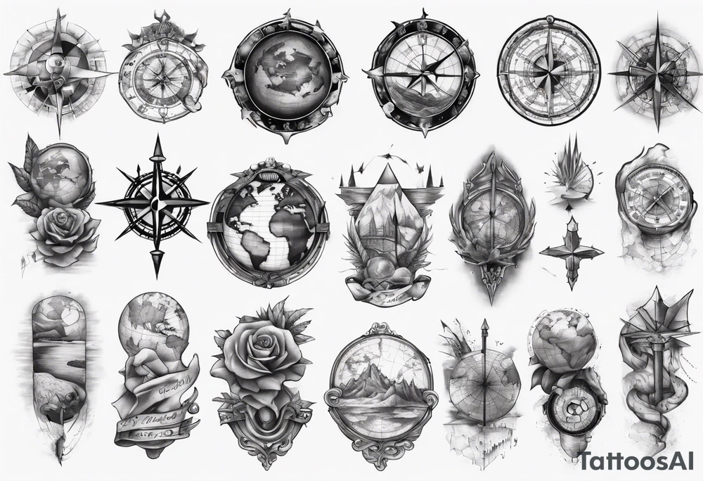 maps full arm tattoo idea