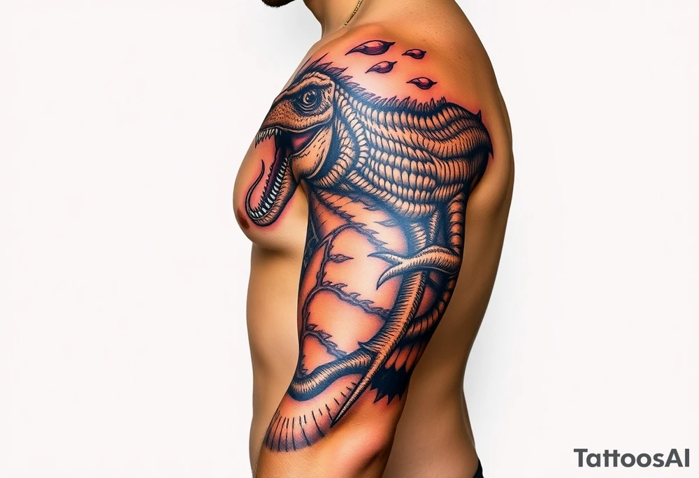 dinosaur spitting venom tattoo idea