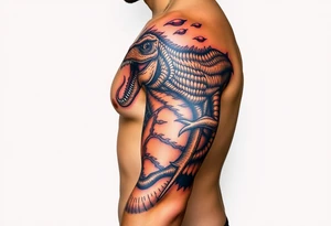 dinosaur spitting venom tattoo idea