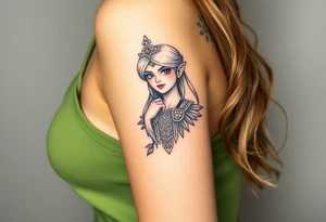 American traditional princess Zelda from twilight princess tattoo idea