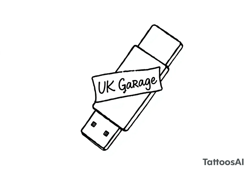 A usb drive with a little piece of sticky tape that says “UK Garage” tattoo idea