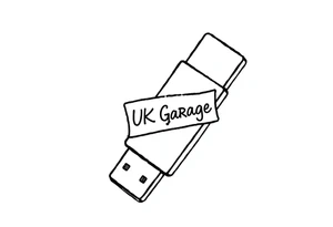 A usb drive with a little piece of sticky tape that says “UK Garage” tattoo idea