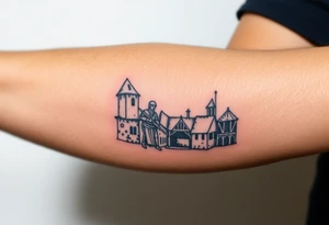 medieval woodcut scene tattoo idea