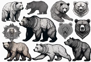Serious bear coming up behind a city tattoo idea