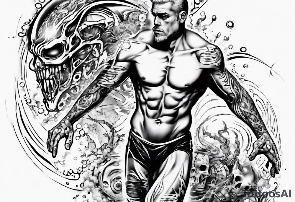 man swimming, no details tattoo idea