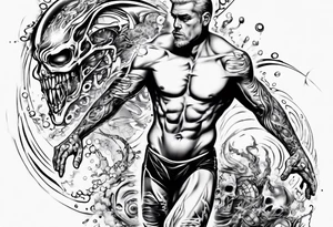 man swimming, no details tattoo idea