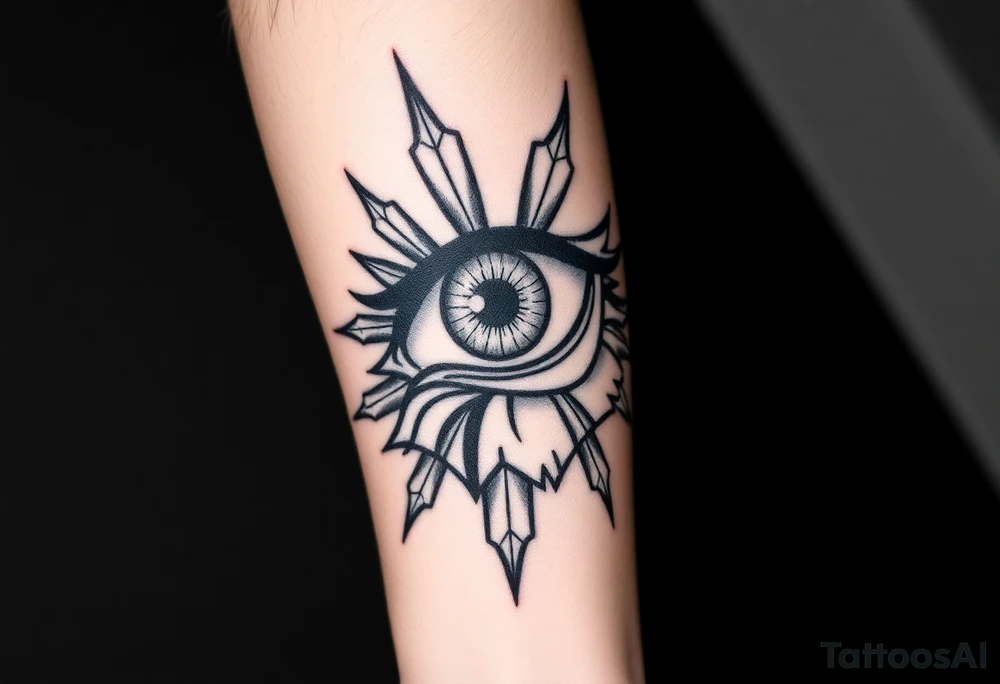 The eye and face of eren jaeger from shingeki no kyojin with titan marks after transforming tattoo idea