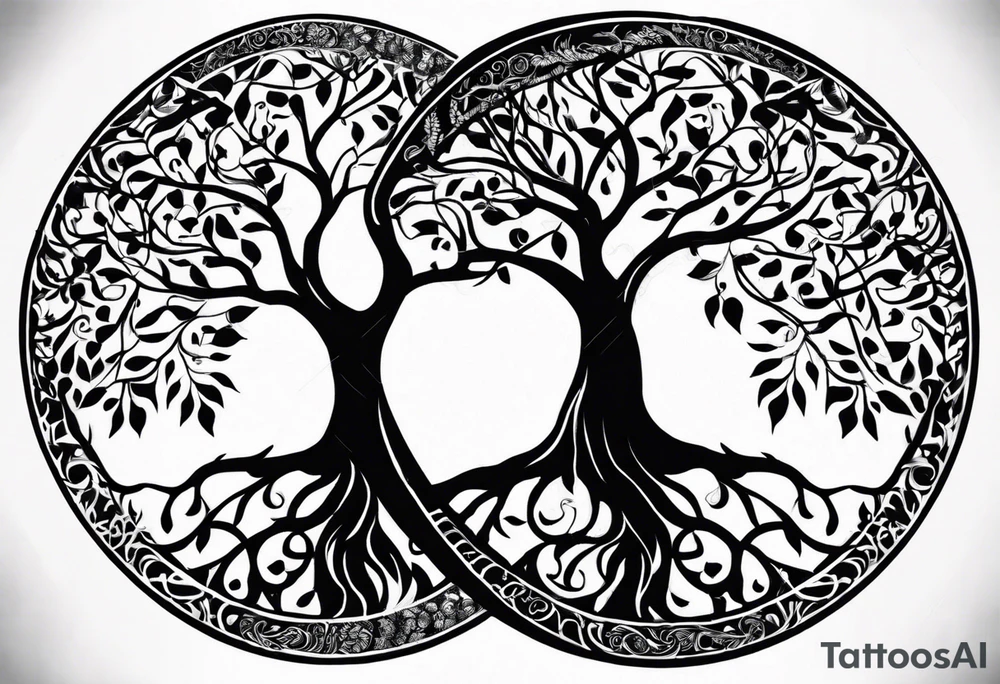 A Tree of Life in a circular design. The Dates 12.02.1985 and 21.02.1987 should be part of the tattoo, too. tattoo idea