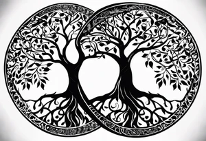 A Tree of Life in a circular design. The Dates 12.02.1985 and 21.02.1987 should be part of the tattoo, too. tattoo idea