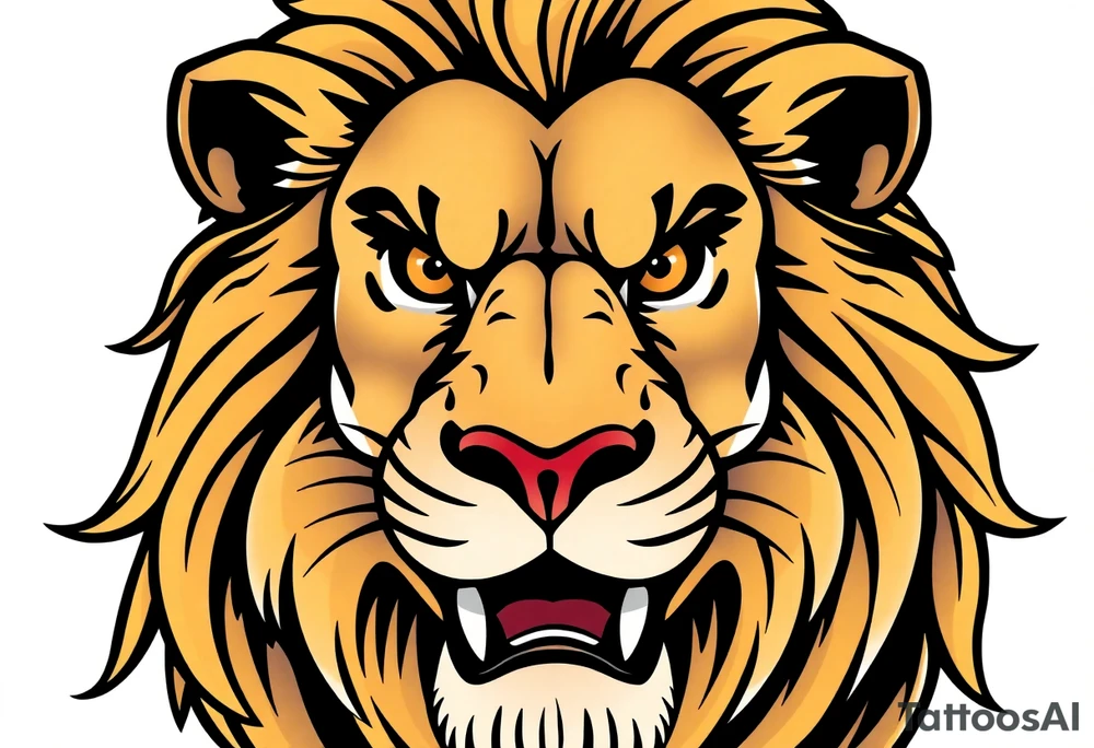 powerful majestic lion, close-up tattoo idea