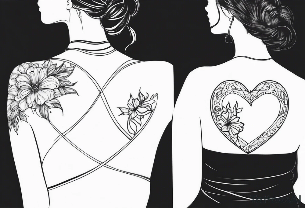 Cover up 2 hearts over lapping on back at base of neck tattoo idea