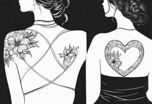 Cover up 2 hearts over lapping on back at base of neck tattoo idea