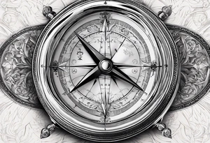 old simple pocket compass opened with both halves showing tattoo idea