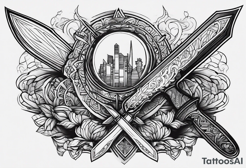 Word topspot as a knife tattoo idea