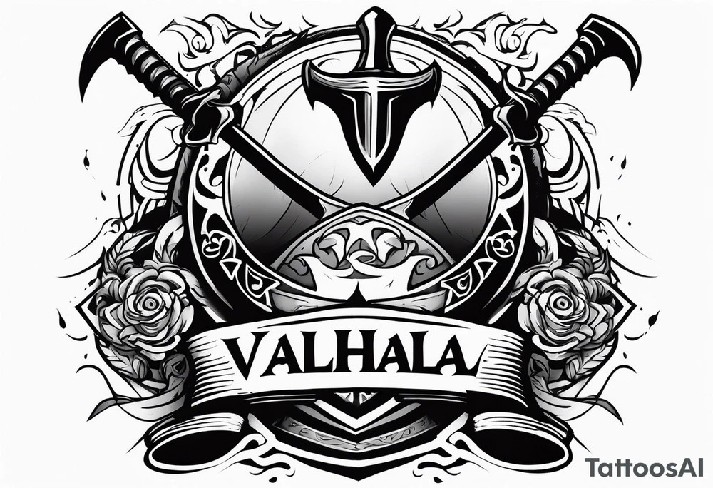 Valhalla sword shield axe
stairs fog tattoo idea