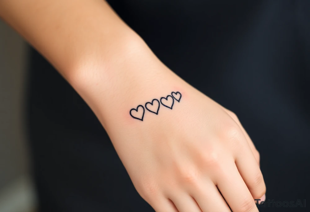 A minimalist infinity symbol with three hearts engraving the family sign tattoo idea